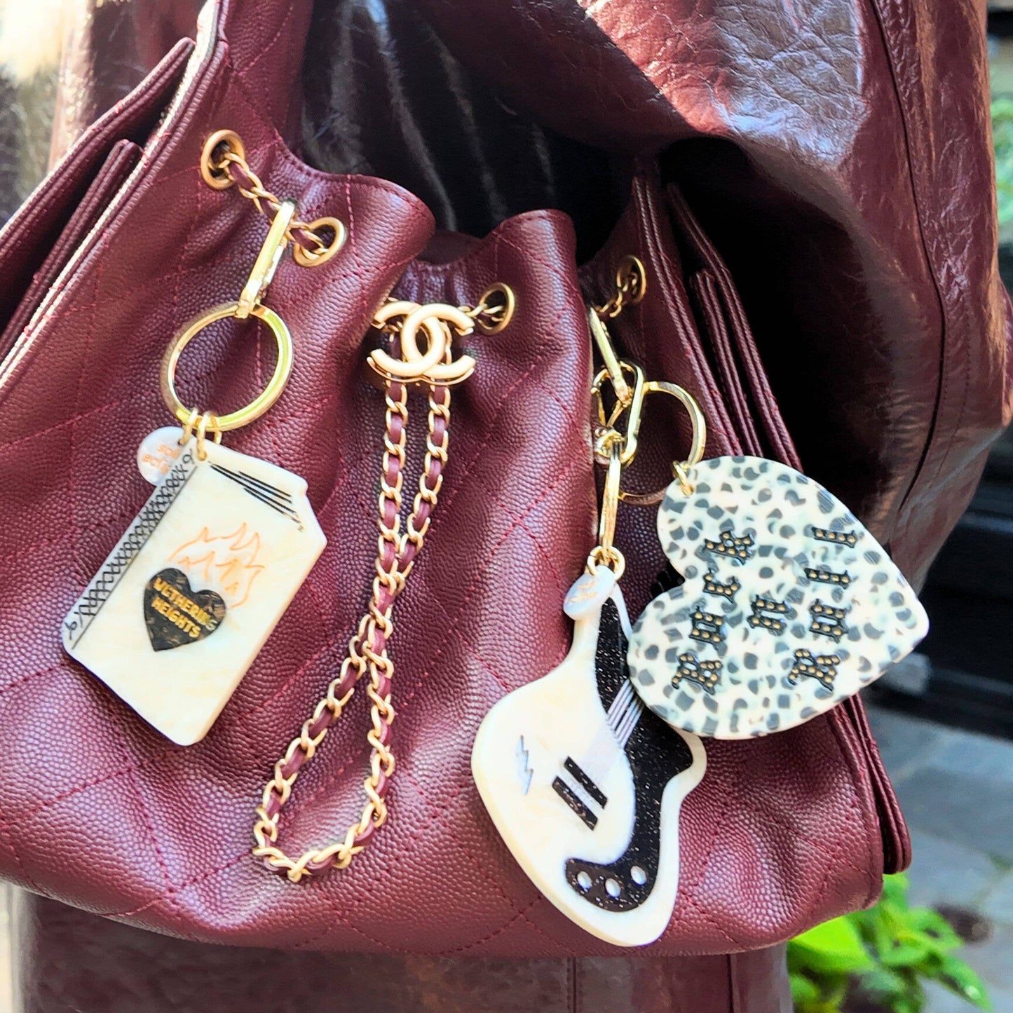 Hand-painted Wuthering Heights Book Bag Charm + Keychain