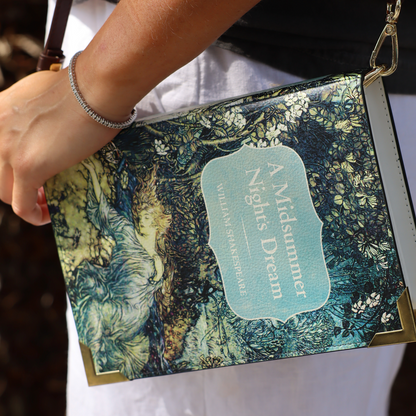 A Midsummer Nights Dream Green Book Crossbody Clutch Handbag