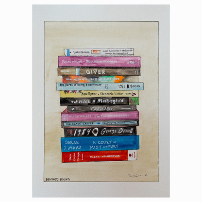 Banned Books – Watercolor & Ink Art Print