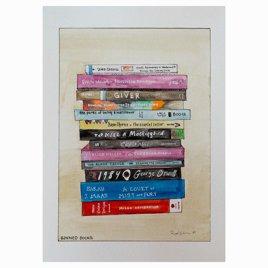 Banned Books – Watercolor & Ink Art Print