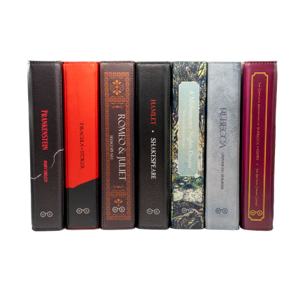 Row of CrossbodyClutchHandbags with visible titles on a white background