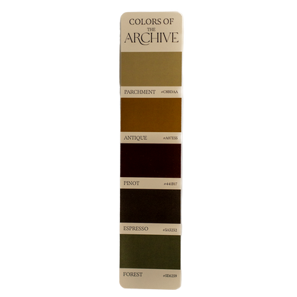 Color bookmark from 'Colors of Archive' with four color samples on a white background