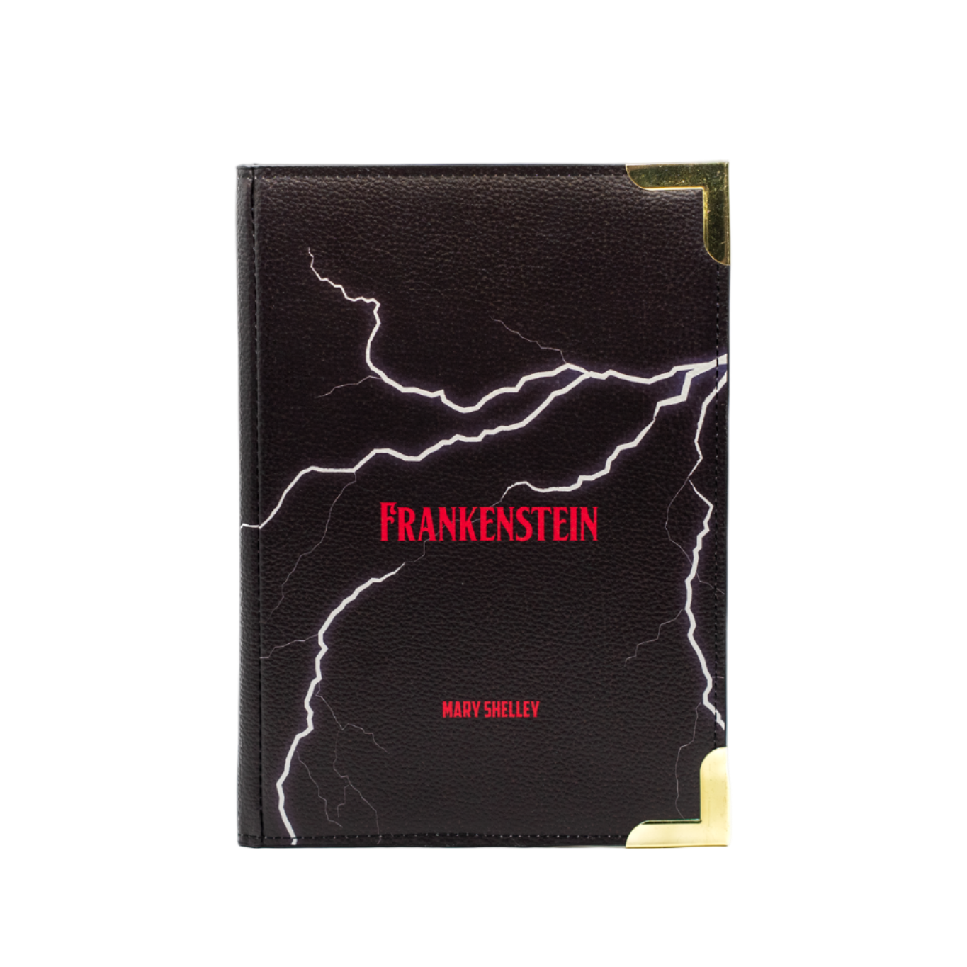Book cover of 'Frankenstein' with lightning design on a white background