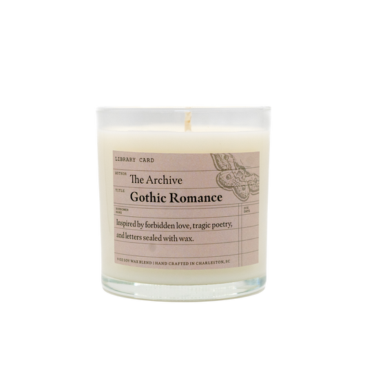 Gothic Romance Candle - 9 oz with a label on a white background
