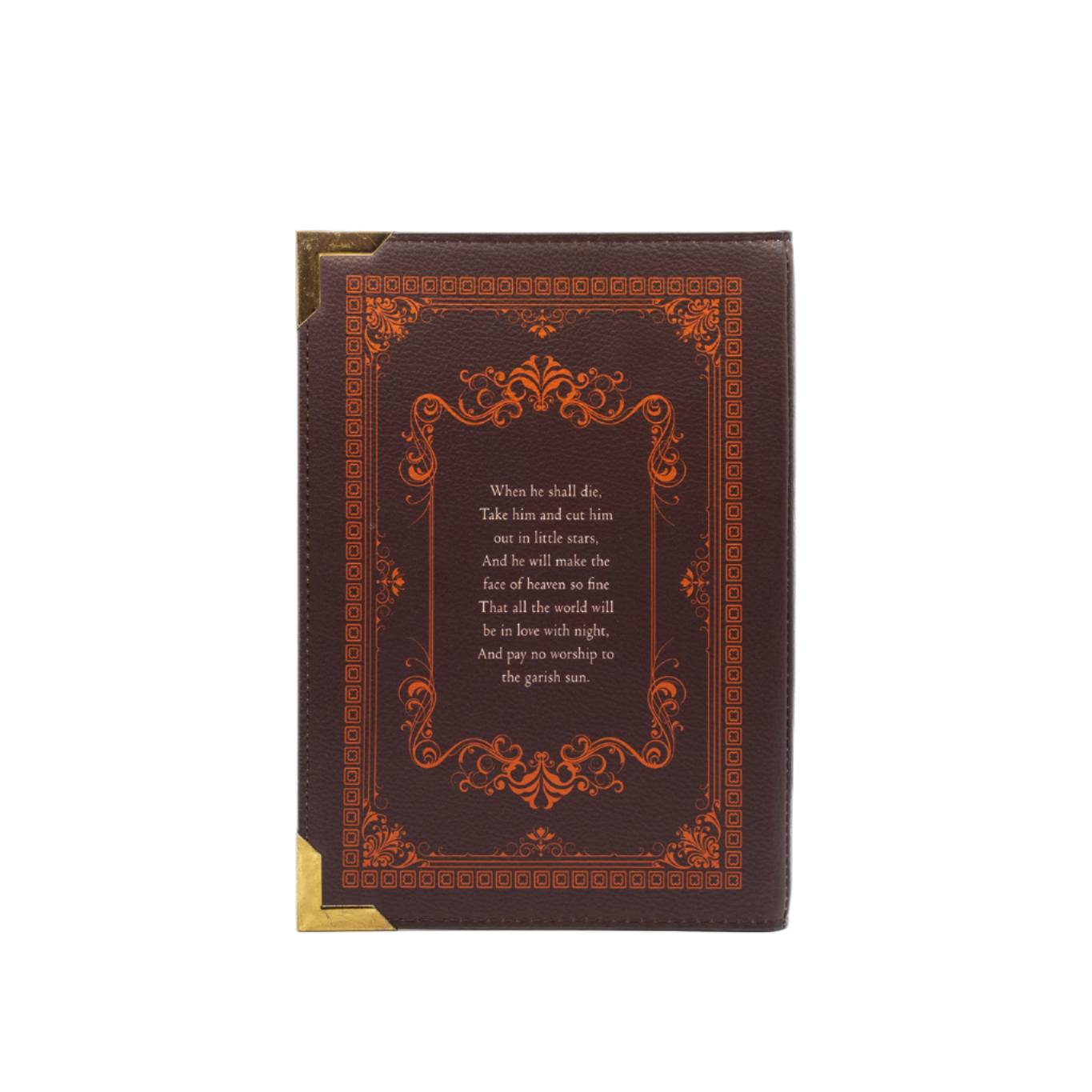 Decorative book with ornate design and text on a white background