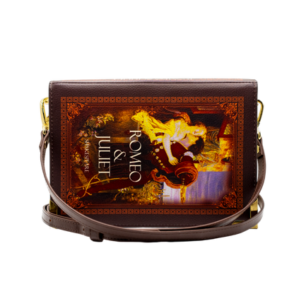 Handbag with 'Romeo and Juliet' design on a white background