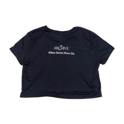 Black t-shirt with 'Archive' logo on a white background