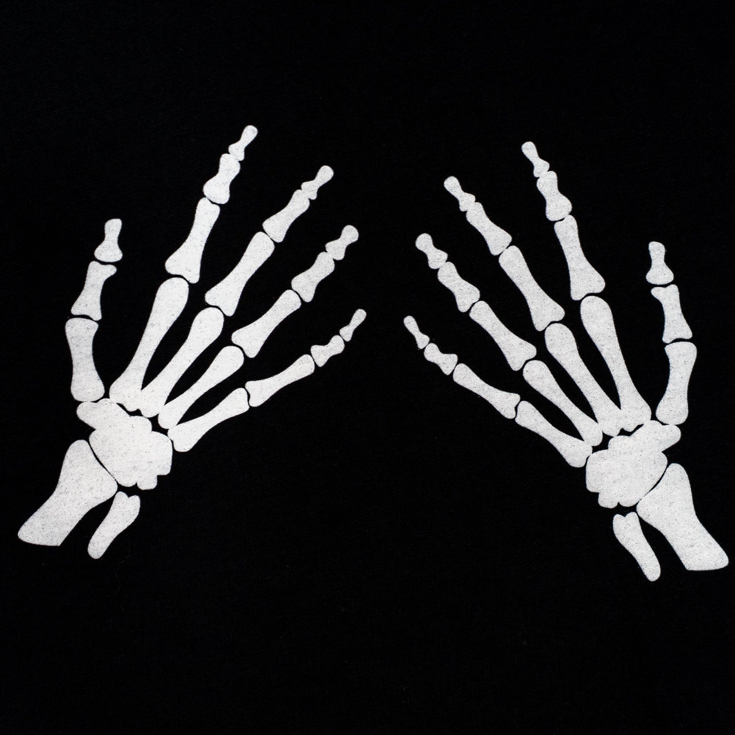 X-ray of two hands on a black background