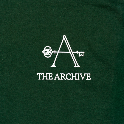 White logo and text 'The Archive' on a dark green background