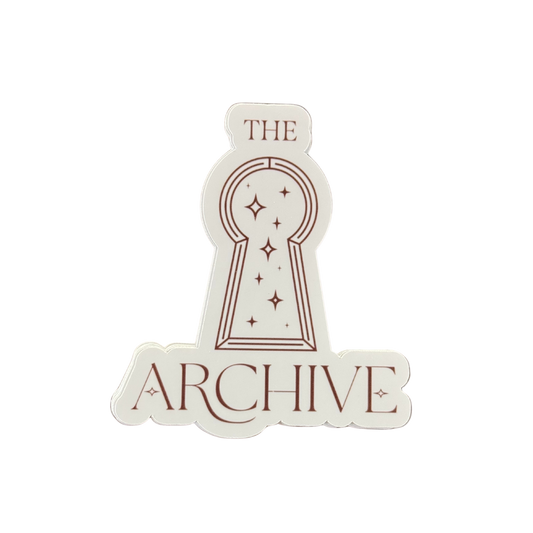 Sticker with 'The Archive' design featuring a keyhole symbol on a white background