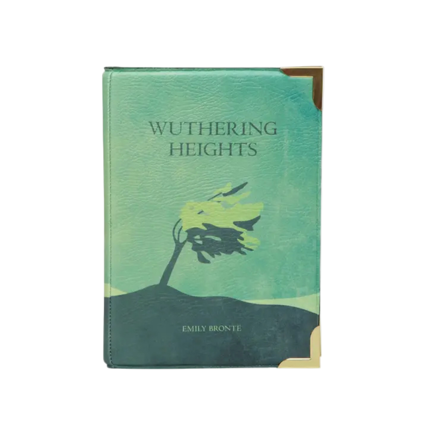 Book cover of 'Wuthering Heights' by Emily Bronte with a green and blue color scheme.
