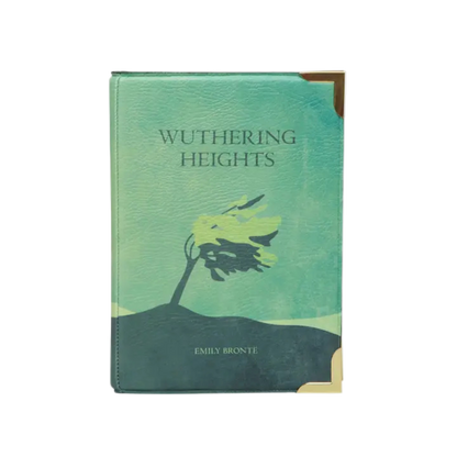 Book cover of 'Wuthering Heights' by Emily Bronte with a green and blue color scheme.
