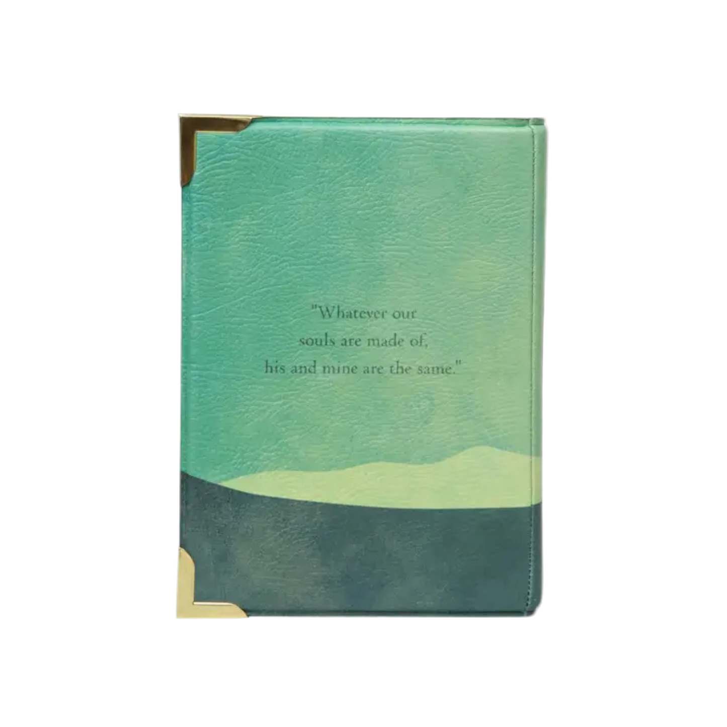 Green book with a quote on a white background