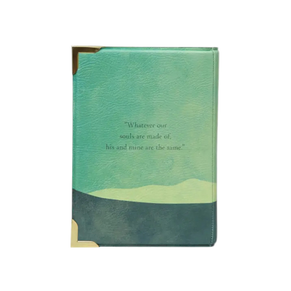 Green book with a quote on a white background