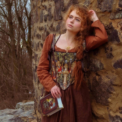Romeo and Juliet Kiss Brown Book Crossbody Vegan Handbag